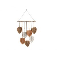 Lapač snov - Veľká, závesná macramé dekorácia Boho Listy - Hnedo béžová
