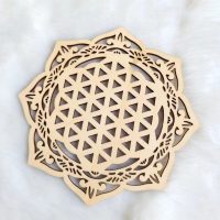 Drevený ornament 30 cm - Mandala - Lotosový kvet