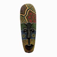 Ručne maľovaná nástenná maska v africkom štýle - 29 x 10 cm