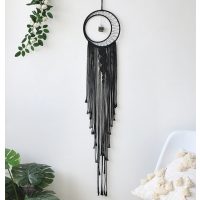 Lapač snov - Veľký, závesný, čierne macramé slnko
