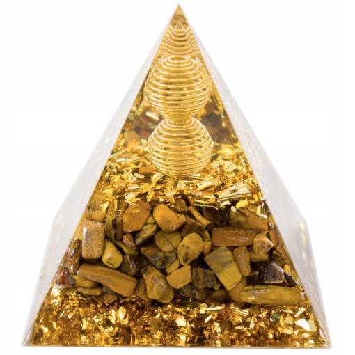 Foto - Orgonitová pyramída - Zlatá špirála - Tigrie oko