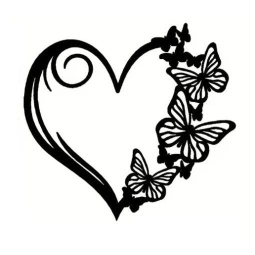 Foto - Kovová dekorácia 30 x 28 cm - Srdce s motýľmi